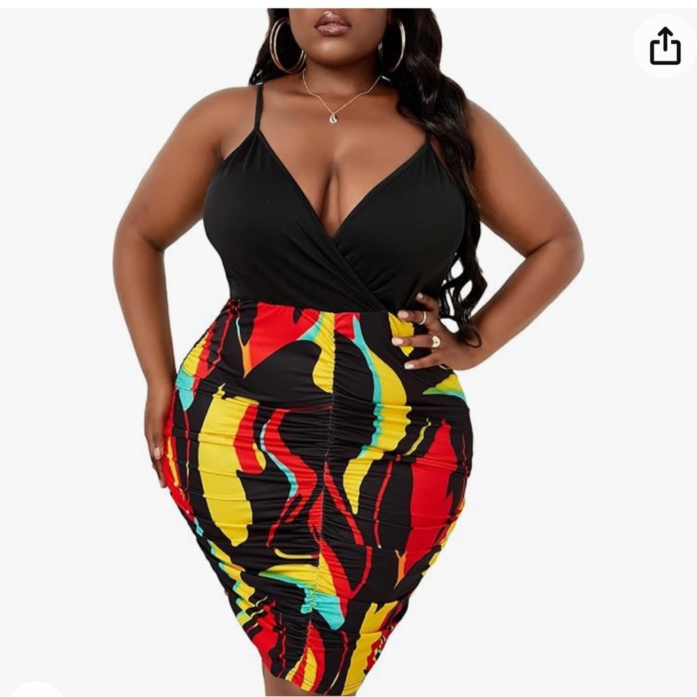 Print Wrap V Neck Sleeveless High Waist Bodycon Pencil Short Cami Dress